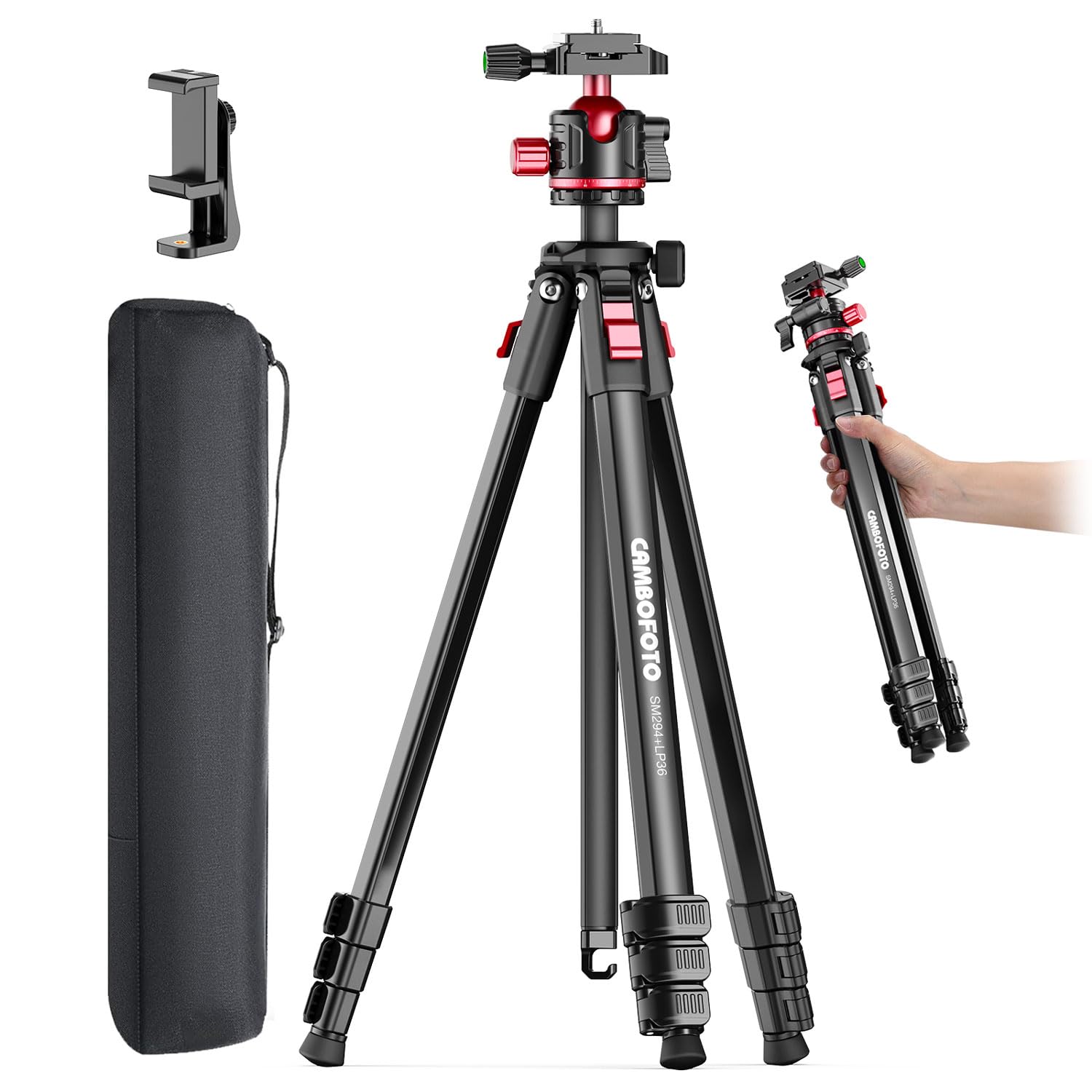 Photo 1 of CAMBOFOTO 68" Lightweight Travel Camera Tripod with Ball Head, Compact Aluminum Tripod for DSLR/SLR, Compatible with Canon, Nikon, Binoculars, Telescope (Supports 8.8 lbs, Weighs 2.62 lbs)