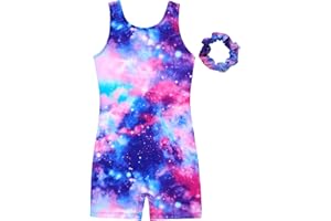 JESKIDS Leotards for Girls Gymnastics with Shorts Dance Biketards Tumbling Matching Hair Scrunchie 3-11 Years