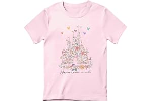 Vieawfi Magic Kingdom Shirts for Girls Floral Magical Castle Graphic Cute Tshirt Kids Flower Holiday Vacation Trip Tee Tops