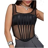 WS Waist Secrets Perfect Corset NYC OVERBUST Mesh Corset Top Lace up Shapewear with 15 Steel Boned