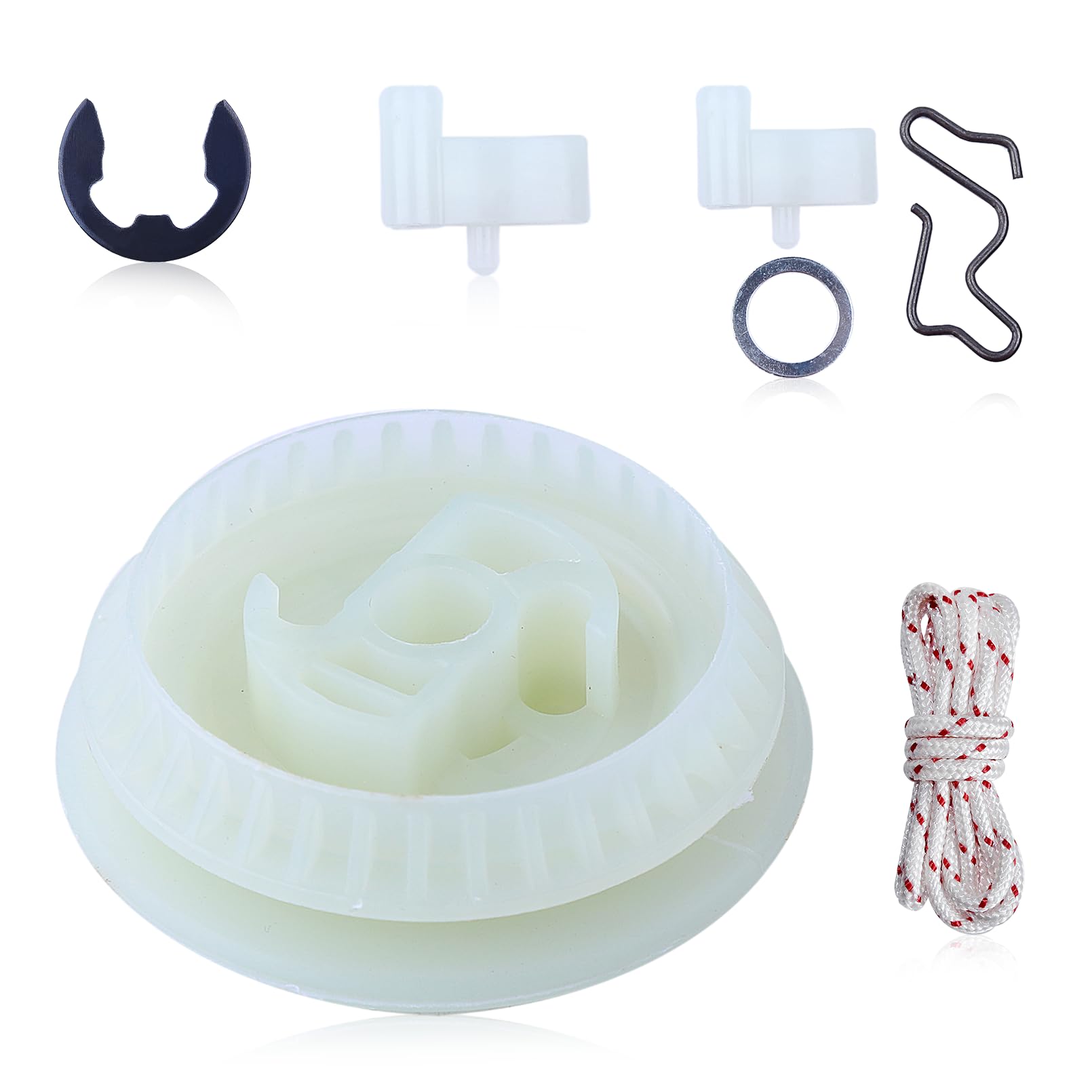 Gubeter Recoil Starter Pulley Pawl Repair Kit for Stihl 020T MS190T MS191T MS192T MS200T MS211 Chainsaw, Starter Rope and Starter Pawl, Replace 11231950400, 11251957200, 00009580923, 11281953500
