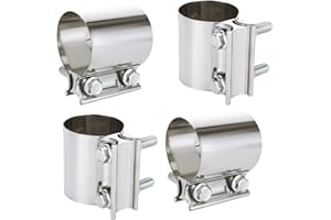 CYEAH 4 Pcs Exhaust Clamps, 2.5 Inch Joint Exhaust Pipe Muffler Clamp Band, 304 Stainless Steel Lap Joint Exhaust Band Clamp 