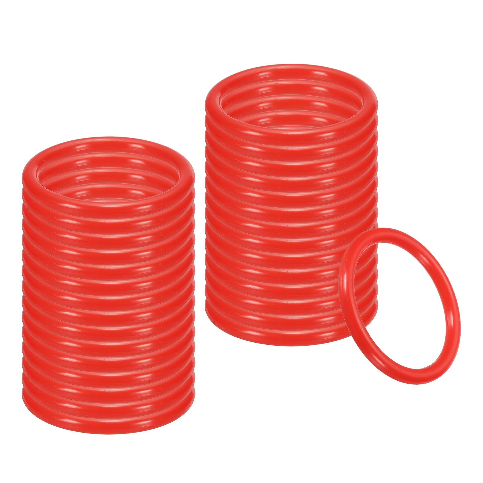 PATIKIL 2.8 Inch Plastic Ring-Toss Rings for Bottles, 30 Pack Carnival Rings Plastic Hoops for Speed and Agility Practice Outdoor Party Favor, Red