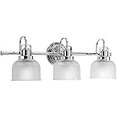 Archie Collection 3-Light Clear Double Prismatic Glass Coastal Bath Vanity Light Polished Chrome