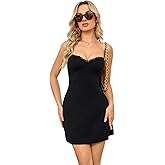 Sexy Lace Mini Dress for Women Bodycon Spaghetti Strap Short Club Party Dressess Cami Lip Basic