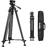 SMALLRIG 73''/186cm Heavy Duty Aluminum Alloy Video Tripod, Max Load 8kg (18lbs), Fluid Head with +85° to -78 Tilt Range, Compact Travel Tripod Weight 3.1kg(6.8lbs), Folded Height 88cm, AD-14-5440