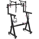 Liquid Stands Dual Piano Keyboard Stand with Wheels and 2nd Tier | Adjustable Rolling Z Style Fits 54-61-88 Key Pianos, Portable Heavy Duty Music Stand For Synths &amp; Electric Digital Keyboards