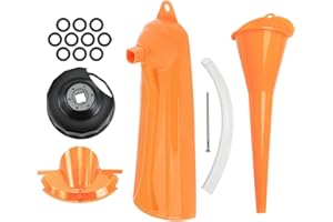 YHMTIVTU 9" Crankcase Oil Fill Drip Free Oil Filter Primary Case Oil Fill Funnel Set with Oil Filter Wrench Oil Drain Plug O-Ring Fit for Harley Orange