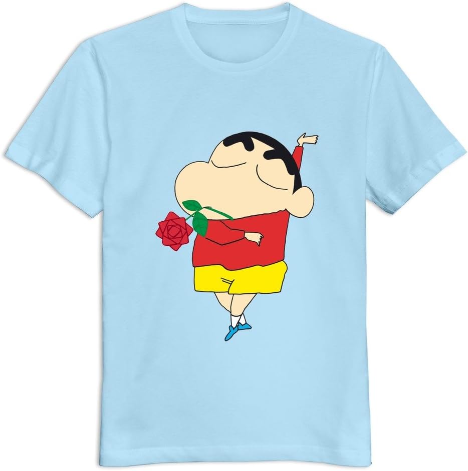 Buluew Men's Sport Crayon Shin Chan Cotton T-Shirt Size US SkyBlue