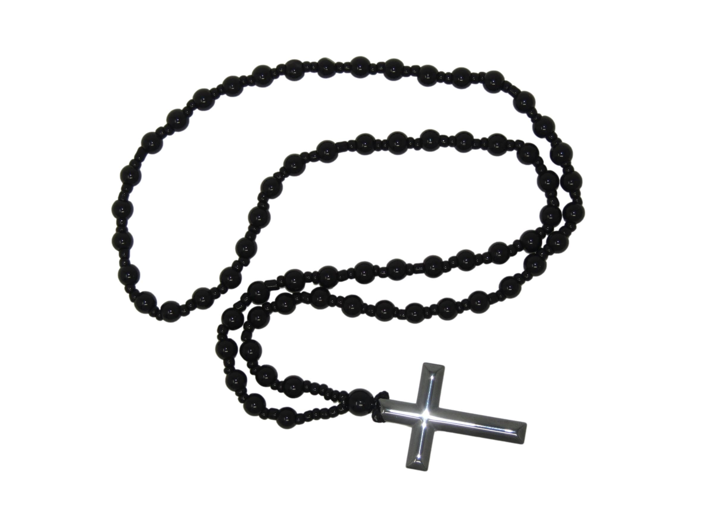 N39 - Beautiful 6mm Black Agate Gemstone Bead Prayer Mala/Necklace - Handmade by Jeannieparnell