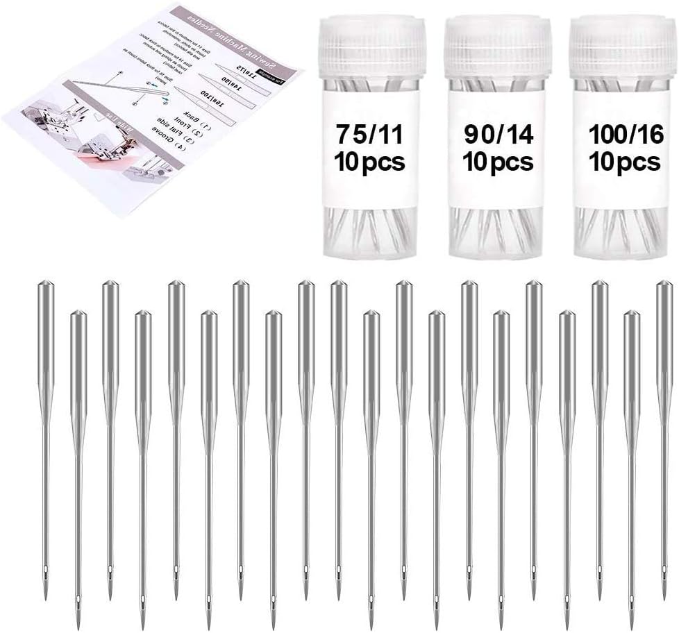 30 Pcs Sewing Machine Needles, 75/11, 90/14 and 100/16 Universal