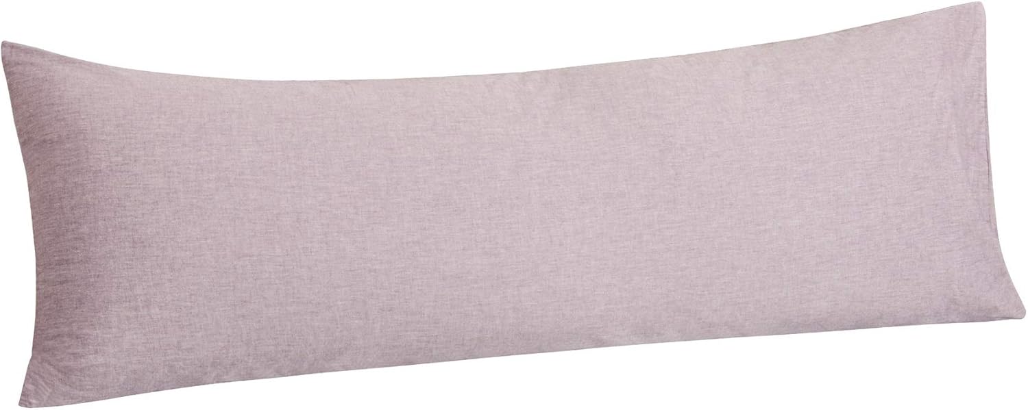 NTBAY Washed Cotton Body Pillow Cover, Breathable Yarn Dyed Solid Envelope Closure for Adults Pregnant Body Pillowcase, 20 x 54 Inches, Light Purple: Home & Kitchen