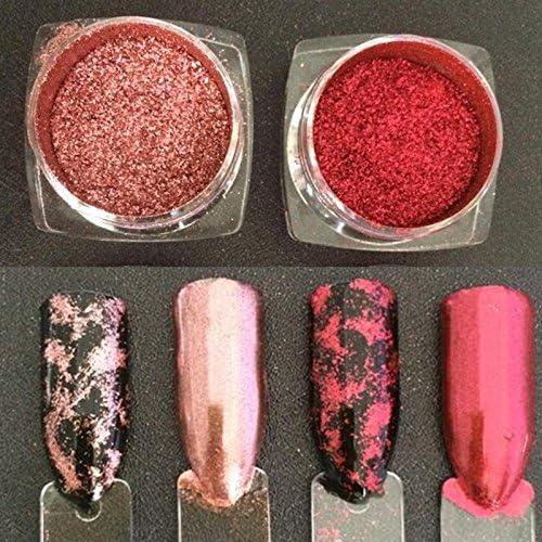INNAIL 2Box 1g Platinum Foil Rose gold pink red Flakes Pigment Mirror Flake Effect Chrome Nail Powder Glitter Sequins Manicure Gel Nail Polish DIY