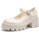 DREAM PAIRS Women's Mary Janes Shoes Platform Dress Low Heel Chunky Pumps Round Toe Ankle Strap Pumps Shoes Oxfords Esther