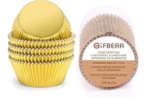 Gifbera Gold Foil Muffin Cupcake Liners/Baking Cups Standard Size, 100-Count