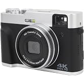 Asixxsix 4K 48MP Digital Camera, 2. Screen 16X Optical Zoom Anti Shake Retro Vlogging Camera with Flash Viewfinder Dial Compact Point and Shoot Cameras for Teens