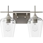 VONLUCE Bathroom Vanity Light, 2 Light Bathroom Light Fixture Over Mirror, Bathroom Wall Lamp with Clear Glass, Modern Brushe