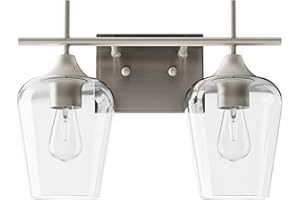 VONLUCE Bathroom Vanity Light, 2 Light Bathroom Light Fixture Over Mirror, Bathroom Wall Lamp with Clear Glass, Modern Brushed Nickel Vanity Lighting fixtures for Bathroom, Bedroom, Hallway