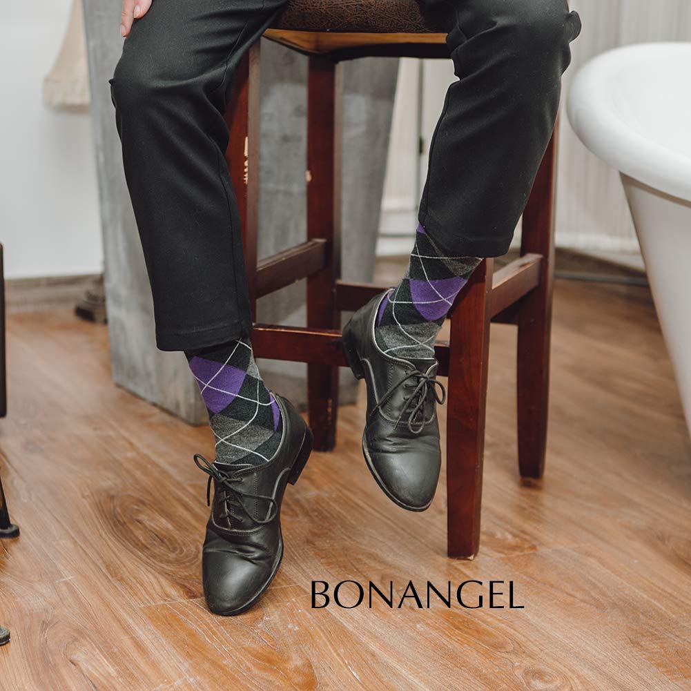 Men’s Merino Wool Socks,Dress Socks,Bonangel Winter Thermal Crew Socks,Solid Color & Argyle,Lightweight, Christmas Gift