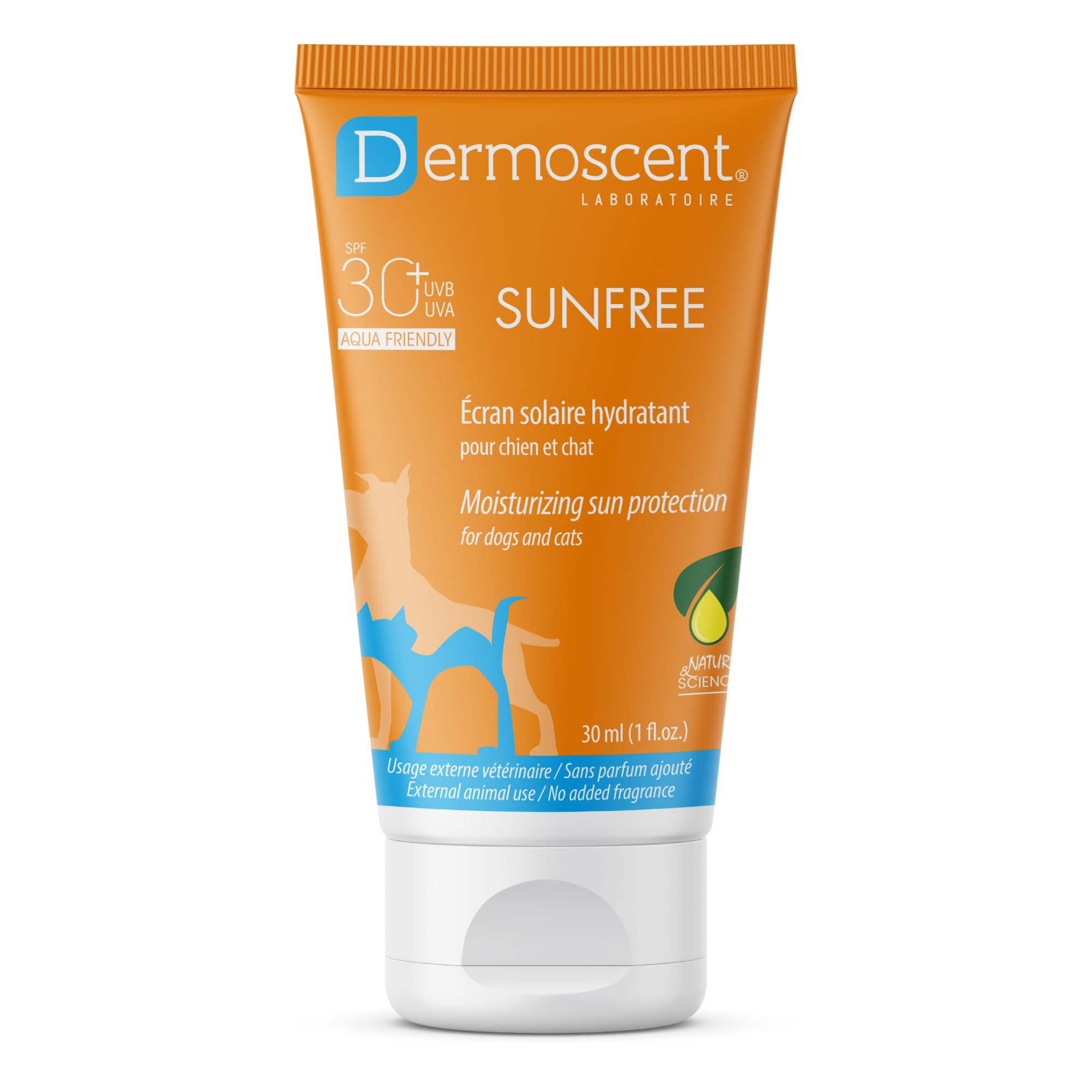 Dermoscent SunFREE SPF30+ Cat & Dog Sunscreen - Safe & Natural Mineral Sunscreen Moisturizing Sun Protection - 30 Ml / 1 Fl. Oz.