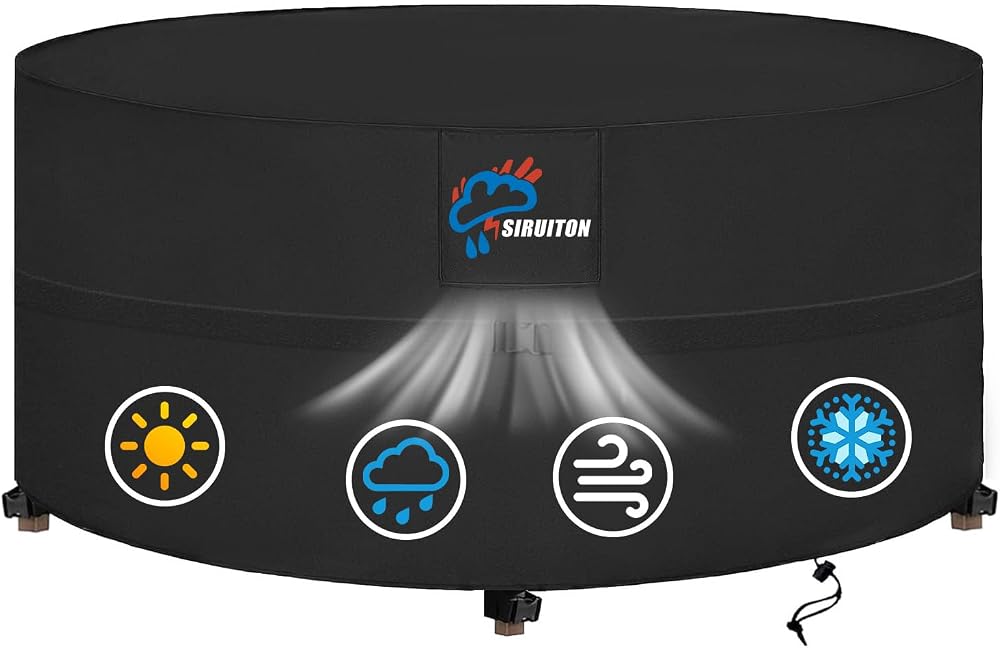 SIRUITON Patio Round Furniture Cover 230x100cm 420D Oxford Waterproof