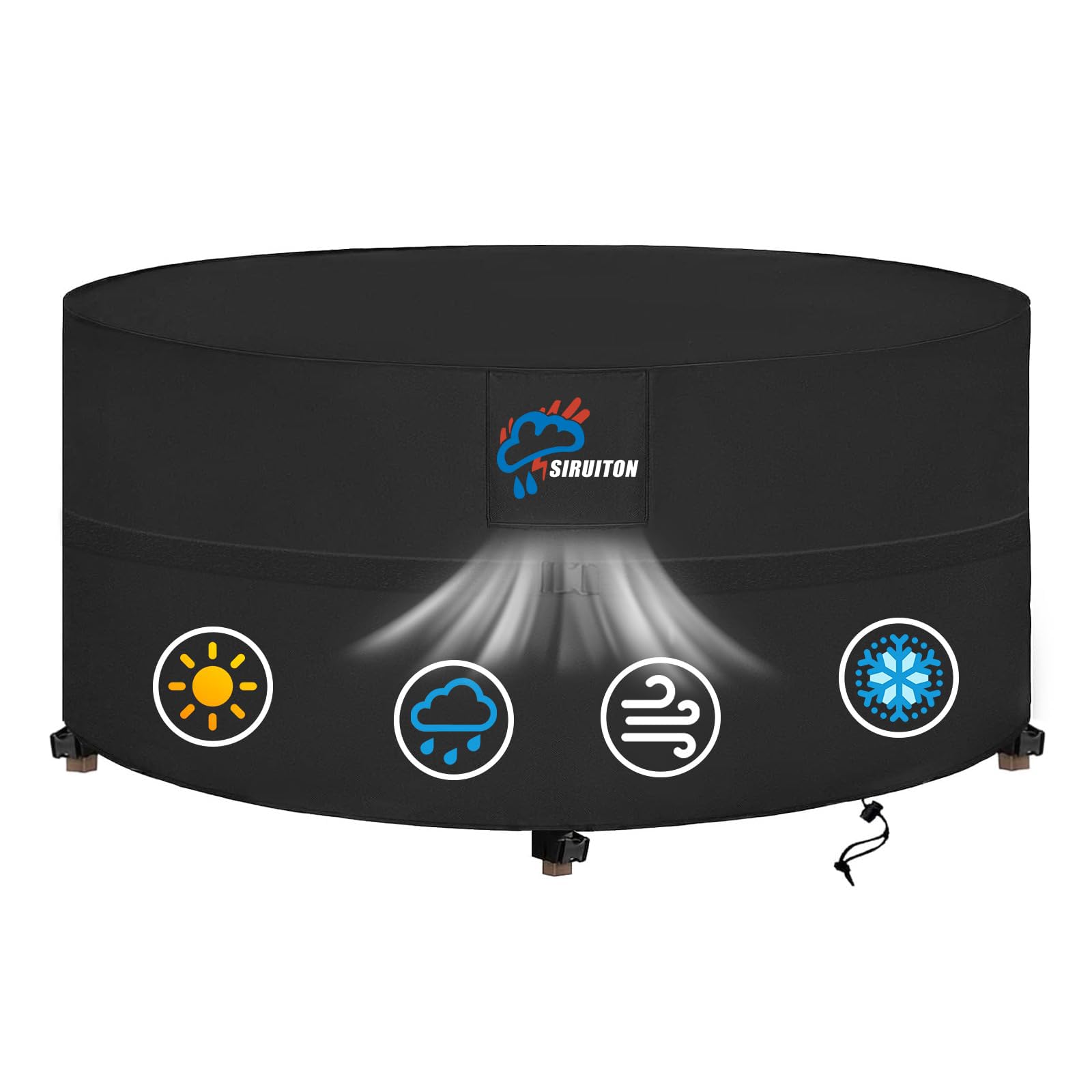 SIRUITON Patio Round Furniture Set Cover Outdoor Garden Circular Table Cover 420D Heavy Duty Oxford Polyester 230x100cm