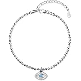 Palpitate Evil Eye Bracelet for Women Sterling Silver Evil Eye Bracelet Amulet Jewelry Christmas Gifts for Daughter Sister
