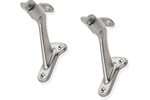 ZAUYX 2 Pack 3 Inch Hand Rail Bracket Brushed Satin Nickel Stair Brackets Heavy Duty Handrail Brackets for Stairways Handrail Staircase Bracket