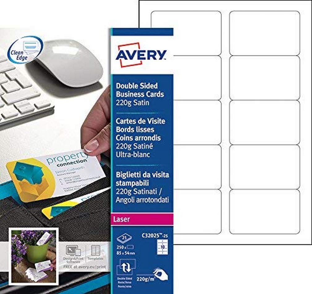 Avery Rounded Laser Business Card - White (Pack of 25)