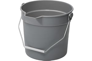 Winco Heavy-Duty Plastic Bucket/Utility Pail with Pour Spout, 10 Quarts, Gray