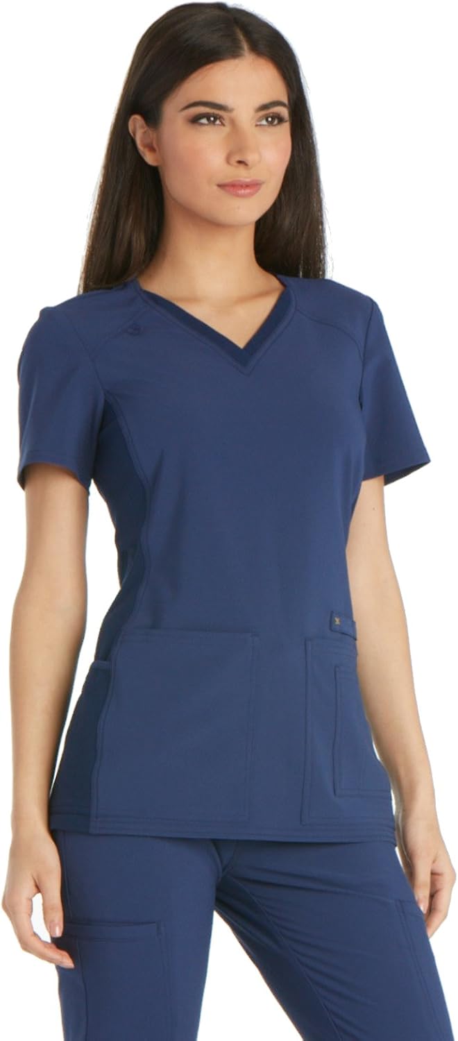 Cherokee iflex Women's V-Neck Knit Panel Scrub Top: Clothing