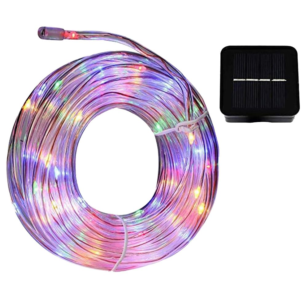 Uonlytech Solar Fairy Lights Garden Rope Lights 12 Meters 100 Led Solar Outdoor String Colorful Tube Light Rope for Party Garden Patio Decoration