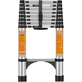 Telescoping Ladder, Telescopic Ladder for Home, Roof, RV (7.5FT) | Aluminum Extension Ladder with 2 Triangle Stabilizers, Heavy Duty 330 lb Capacity
