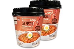 Yopokki Instant Rabokki Cup (Sweet Mild Spicy, 2 Cups) Korean Street food with sweet and moderately spicy sauce Ramen Noodle Topokki Rice Cake - Quick & Easy to Prepare