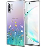 Unov Case for Galaxy Note 10 Plus Note 10 Plus 5G Case Clear with Design Soft TPU Shock Absorption Slim Embossed Pattern Protective 6.8 inch (Flower Bouquet)