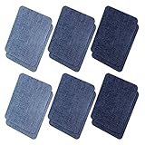 Iron On Denim Patches for Clothing Jeans, 12Pcs No-Sew Denim Patches Assorted Cotton Jeans Repair Kit,Great for DIY Sew on Patch for Jeans, with 3 Assorted Colors (4.9