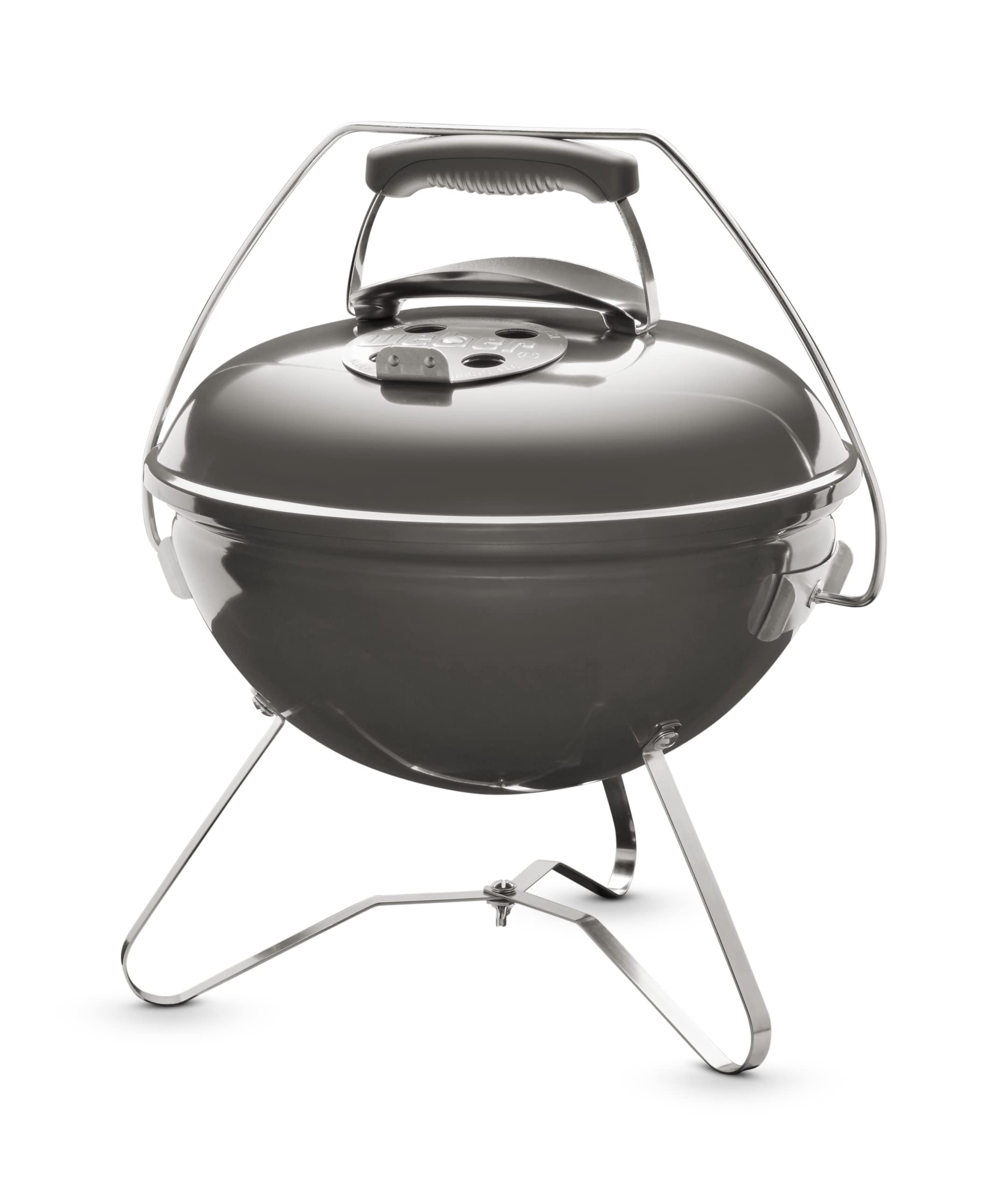 Weber Smokey Joe Premium Charcoal Barbecue/Portable Design, Porcelain-Enamelled Lid & Bowl, 37 cm Cooking Surface, Tuck-N-Carry Handle, Smoke Grey