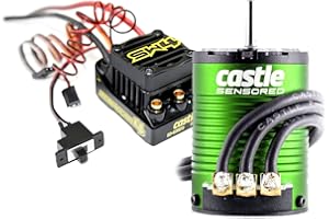 Castle Creations Sidewinder 4 Sensorless ESC & 1410 3800KV Brushless Motor Upgrade for 1/10 RC Vehicles SCT Edition, Black, Green