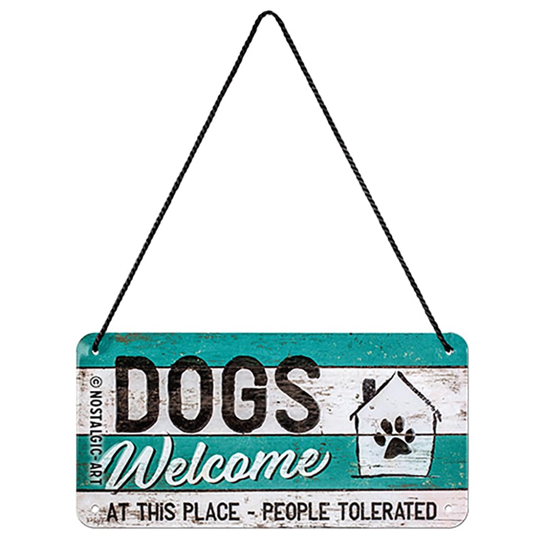 Nostalgic-Art Retro Hanging Sign Dogs Welcome – Gift Idea for pet owners, Metal Plaque, Vintage design for decoration, 10 x 20 cm