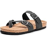 FITORY Women's Slide Sandals with Soft Cork Footbed, Comfort Arch Support Flat Sandals for Summer Size 6-11