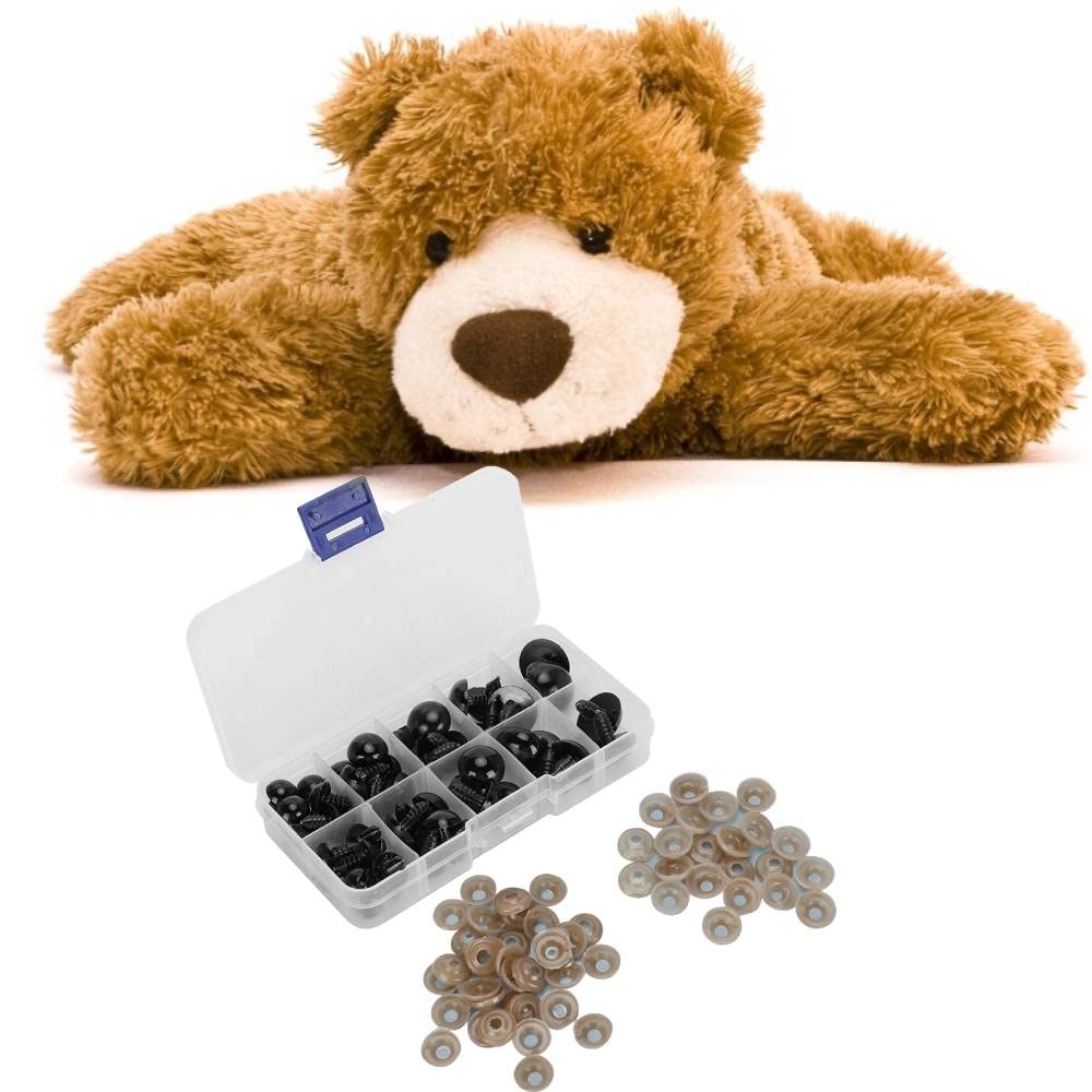 52Pcs Doll Safety EyesBlack Plastic Bear Eyes DIY Hand-Made Plush Animal Making Accessories 12-20MM, Safety Eyes 15mm Handcraft Materials