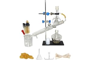 CHERISH XT Home Distiller Distilling to Making Your Own Essential Oil, Moonshine, Alcohol Distiller Chemistry Lab Glassware Kit,Glass Distilling,Distillation Apparatus 10pcs Set, 100 ML
