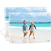 2 Pack(8×10) Acrylic Picture Frames Clear Magnetic Photo Frames Freestanding Lucite Acrylic Block Frame Frameless Desktop Display for Home Office
