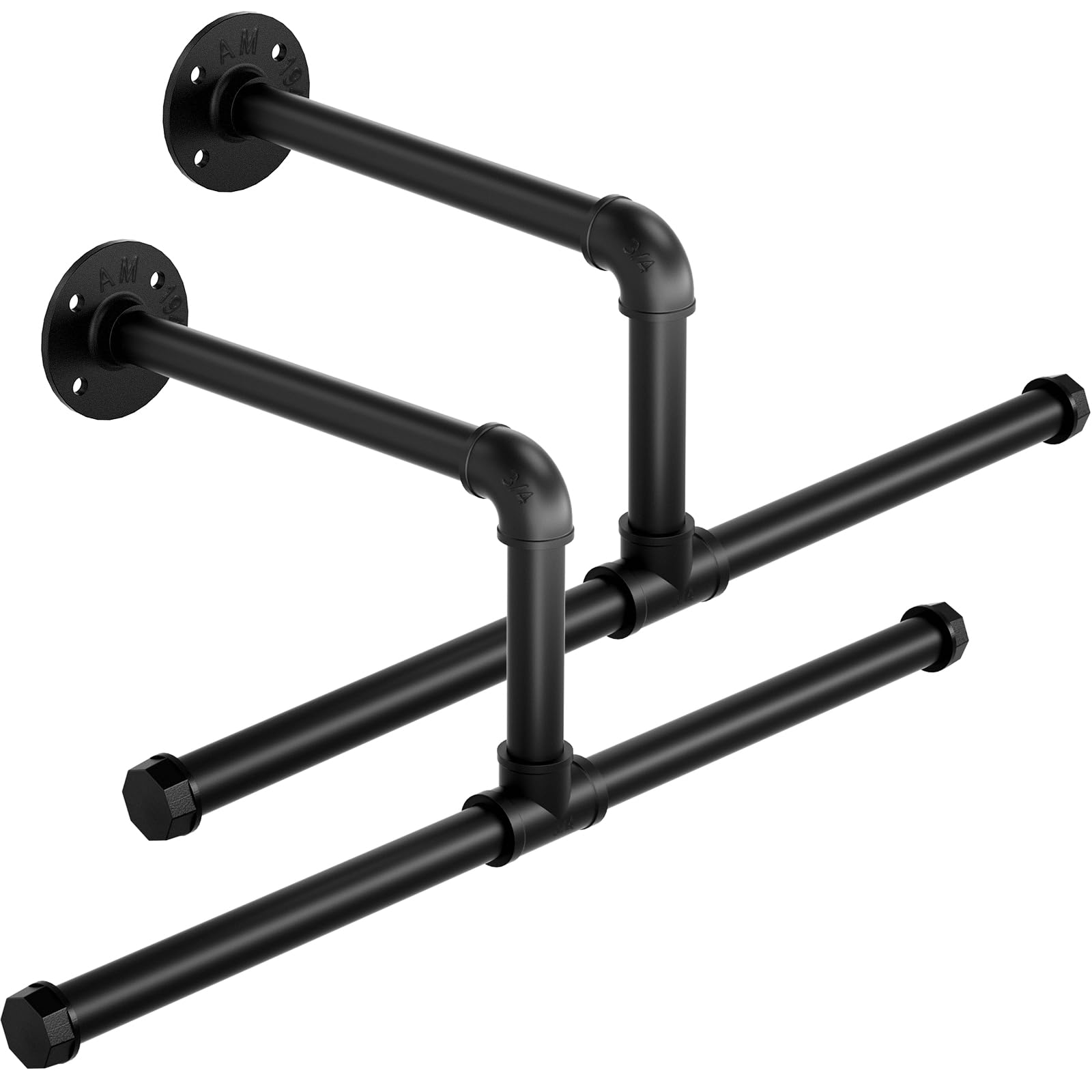 Photo 1 of ***PARTS ONLY*** ERYTLLY Industrial Pipe Wall Mounted Clothes Rack,21.2 Inches Heavy Duty Detachable Garment Rack,Multi-purpose Hanging Rod for Closet,Set of 2,Black