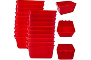 MDAKEGO 20 Pcs Chicken Coop Feeder Water Cup,16 oz Cage Cups Chicken Feeder Waterer, Cage Cups Birds Hanging Feeders, Chicken Feeder Water Bowl for Parakeet Poultry Pigeon Bunny Wire Cage (Red)