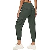 Women's Cargo Hiking Pants Quick Dry Lightweight Elastic Waist Button Pockets Joggers Athletic Sweatpants Travel Casual