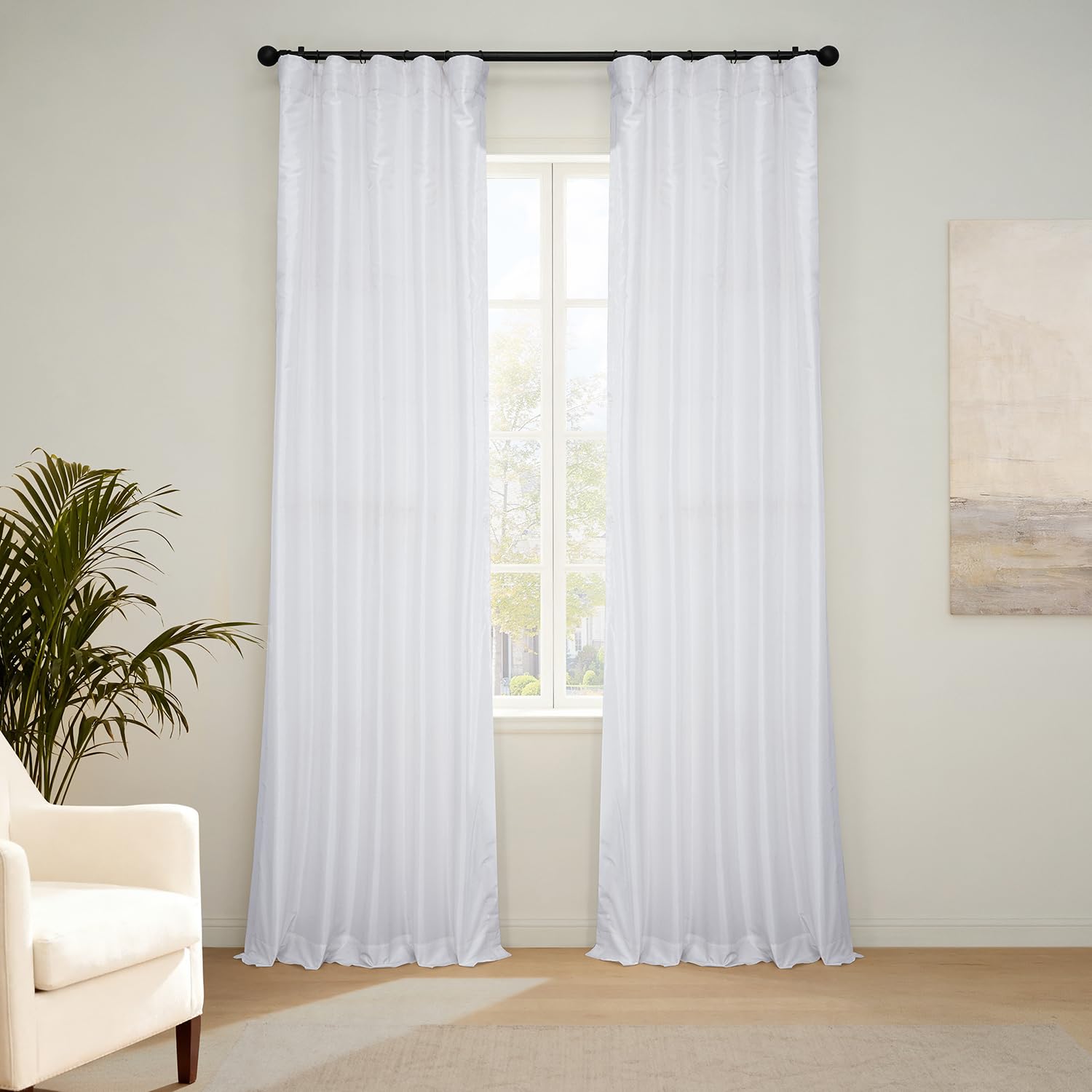 HPD Half Price Drapes PDCH-KBS1BO-120 Blackout Vintage Textured Faux Dupioni Curtain (1 Panel), 50 X 120, Ice Image