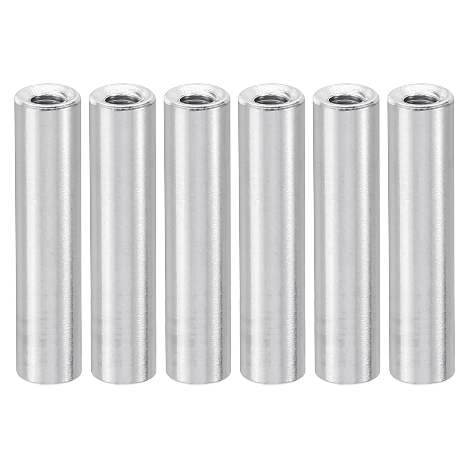 PATIKIL 12pcs M3 Metal Threaded Standoff Spacer Nuts, Round Aluminum Spacers Female Coupling Screws, 1/8" ID x 3/16" OD, Silver 3x5x26mm โ image 1