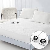 King Size Electric Heated Mattress Pad - Quilted Bed Warmer with Memory & Preheat Functions, 12 Heat Settings Dual Control for 1-12 Hours Auto Off, Lighted Button