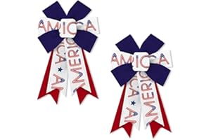 ON-AIRSTORE 2PCS Patriotic Wreath Bows America Words Blue White Red Burlap Bows for Wreath, 4th of July Bow for Labor Day Independence Day Front Door Home Indoor Outdoor Party Decoration Wreath Ornament Supplies